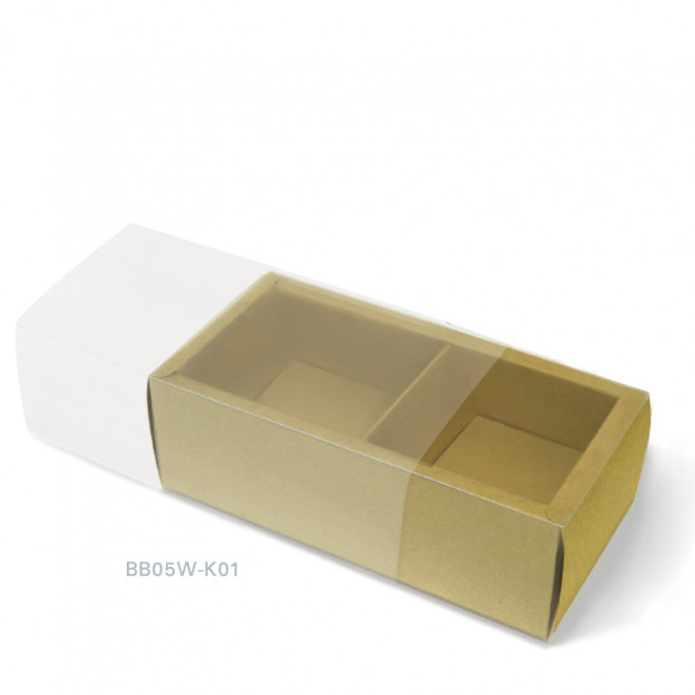 BB05W-K01 กล่องฝาสไลด์แบ่ง 2 ช่อง 6x14x5cm. (1ใบ)