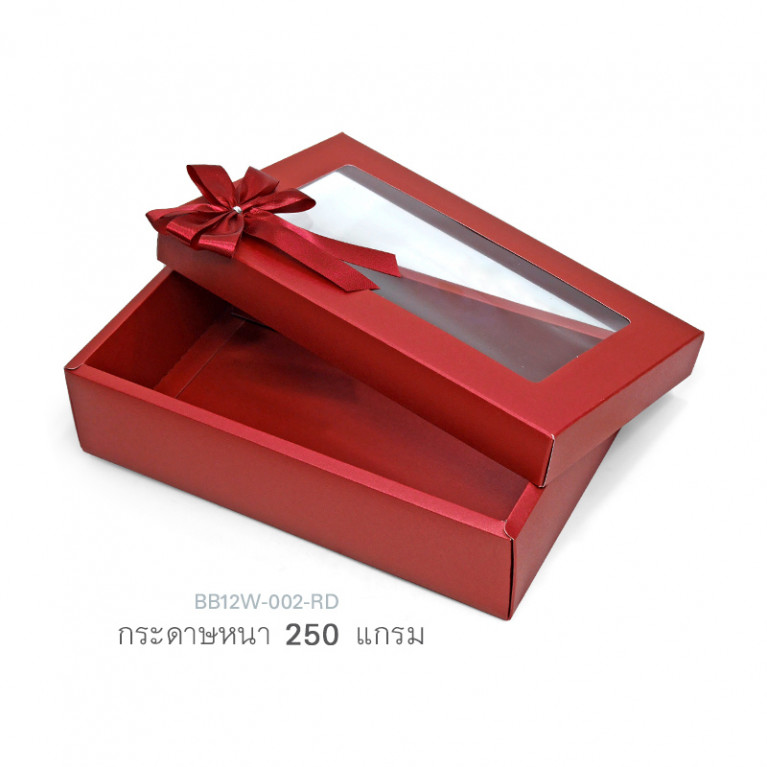 BB12W-002-RD กล่องของขวัญเมทัลลิค  สีแดง ก.11.7 x ย.20.7 x ส.5.2 ซม. (1ใบ)