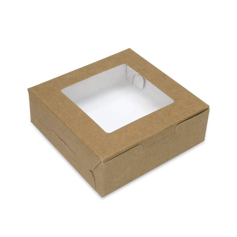 BK50W-K03 กล่องบราวนี่ 8.2x8.2x2.8 ซม. (20กล่อง) กล่องใส่ขนม 
