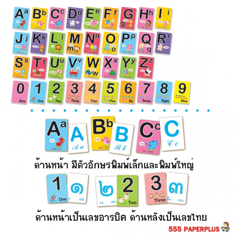 MP226-019 บัตรคำ แฟลชการ์ด ชุดA-Z ตัวเลขไทย อารบิก 36 แผ่น$