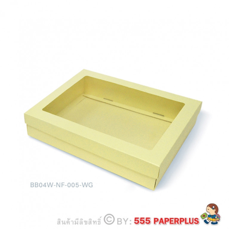 BB04W-NF-005-WG กล่องของขวัญเมทัลลิค สีขาวทอง 17.8 x 25.5 x 5 cm. หนา250แกรม (10กล่องไม่พับขึ้นรูป)