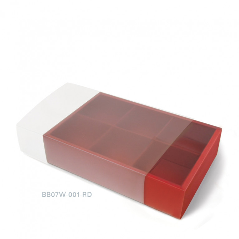 BB07W-001-RD กล่องสีพื้น แบบแบ่งช่องฝาสไลด์ 6 ช่อง 14x21x5cm (1ใบ)