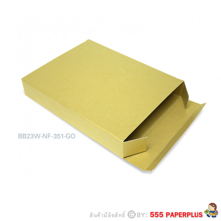 BB23W-NF-351-GO กล่องเปิดข้าง19x24x4cm  กระดาษเมทัลลิค  (10กล่องไม่พับขึ้นรูป) $