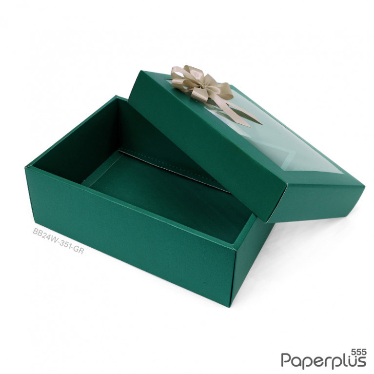 BB24W-351-GR กล่องของขวัญ 17.8x25.8x9 cm. สีเขียวเข้ม หนา350แกรม (1ใบ)