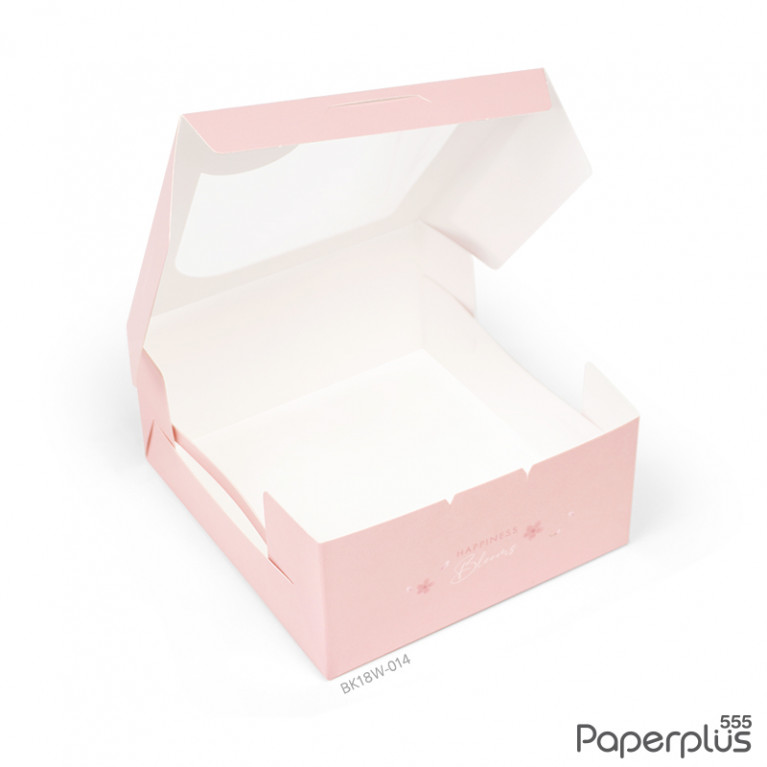 BK18W-014 กล่อง Snack มีหน้าต่าง  12.7x14x6.3 ซม.ลายซากุระ (20กล่อง)