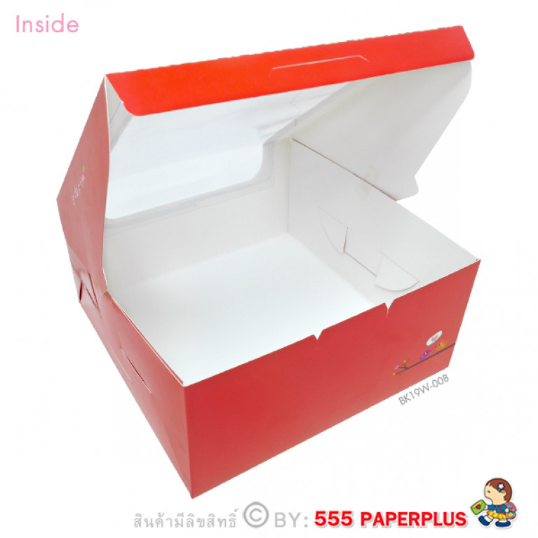 BK19W-008  กล่องเค้ก 1 ปอนด์ 20x20x9.5 ซม. (10กล่อง)