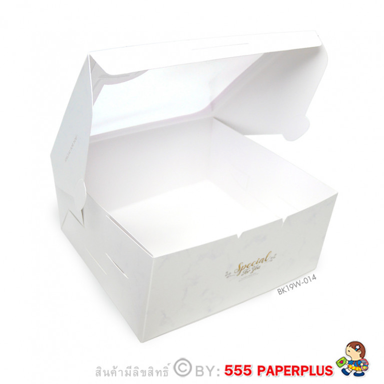 BK19W-014  กล่องเค้ก 1 ปอนด์ 20x20x9.5 ซม. (10กล่อง)