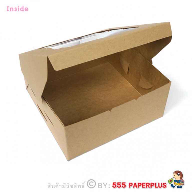 BK19W-K01 กล่องเค้ก 1 ปอนด์ คราฟท์ 20x20x9.5 ซม. (10กล่อง)