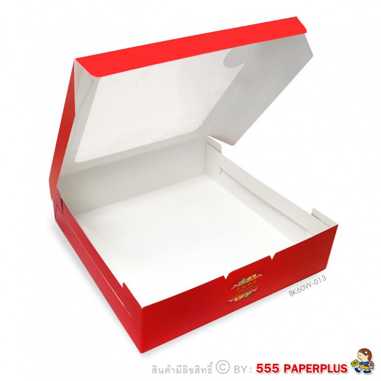 BK60W-013 กล่องเค้ก1ปอนด์เตี้ย (20กล่อง) 20.5x20.5x5.5 ซม. ลายจีน