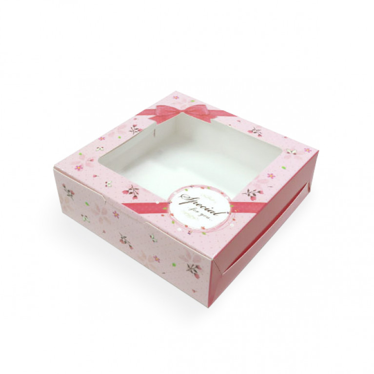 BK61W-003 กล่องขนมทรงแบน 12 x 12 x 4 ซม. (20กล่อง)
