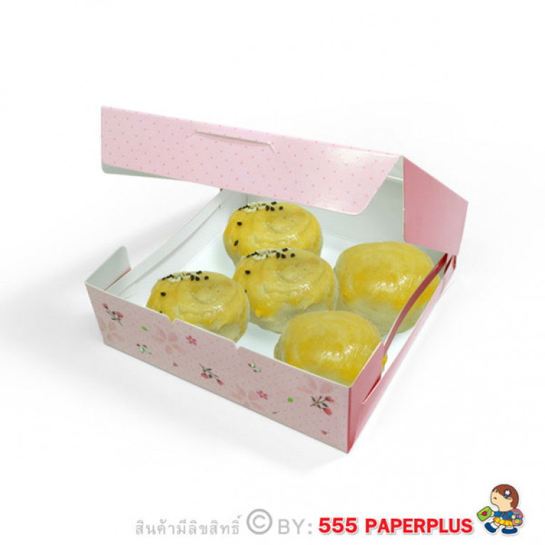 BK61W-003 กล่องขนมทรงแบน 12 x 12 x 4 ซม. (20กล่อง)