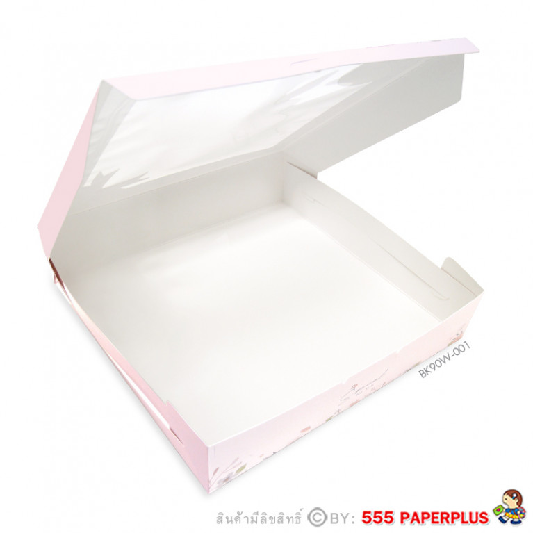 BK90W-001 กล่องเค้ก 2 ปอนด์เตี้ย 24.5x24.5x5.5 ซม. (10กล่อง)