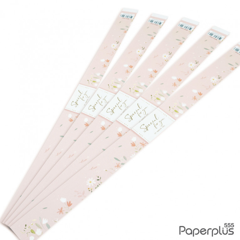 BP01-055 สายคาดกล่องขนม กว้าง  2.2 ยาว 31.3 ซม. ชมพูทุ่งดอกไม้ (50เส้น)