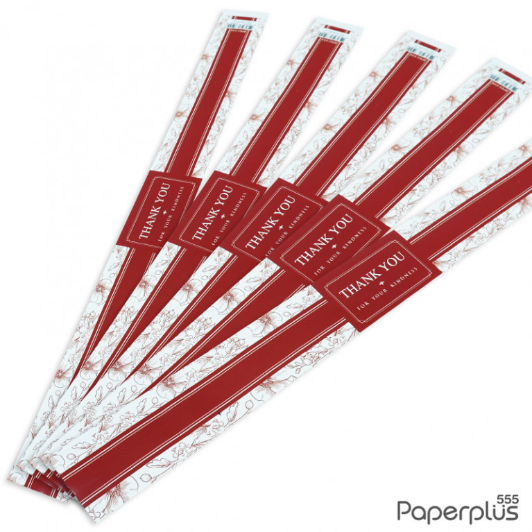BP02-035 สายคาดกล่องขนม กว้าง  3.2 ยาว 31.3 ซม. แดงเข้มเส้นกลาง (50เส้น)