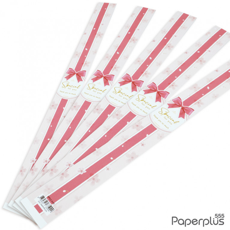 BP02-040 สายคาดกล่องขนม กว้าง  3.2 ยาว 31.3 ซม. ชมพูโบว์Special (50เส้น)