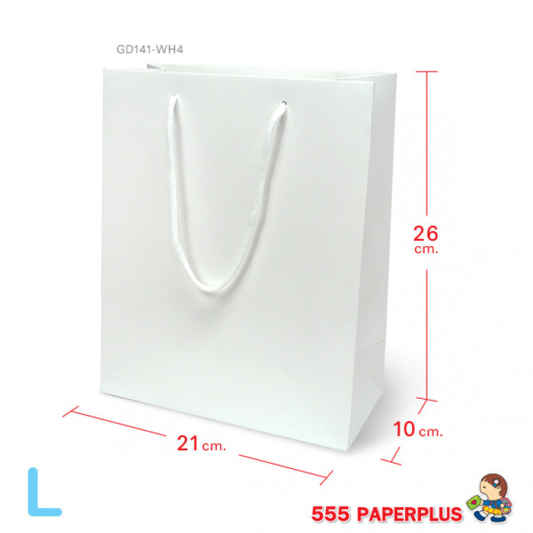 GD141-WH4 ถุงหิ้วขาว-ถุงกระดาษ 21x10x26 ซม.