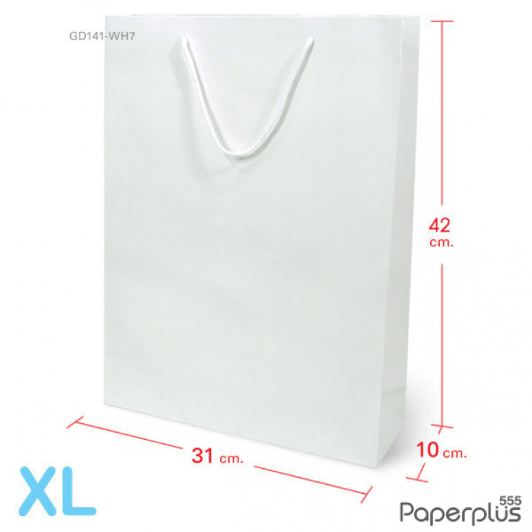 GD141-WH7 ถุงหิ้วขาว-ถุงกระดาษ 31x10x42 ซม.