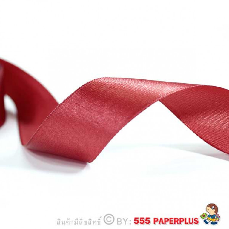 GD152-002-RD ริบบิ้นซาติน 19 มม. สีแดง แบบเส้น 3 เมตร