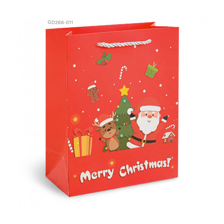 GD266-011 ถุงหูหิ้วของขวัญ 25x 33 x 12 ซม. Christmas แดง