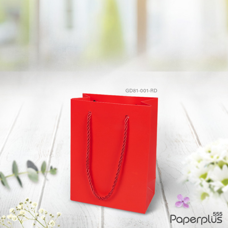 GD81-001-RD ถุงของขวัญ ถุงหิ้ว สีแดง กว้าง 12 x สูง 16 x ขยายข้าง 6.5 ซม. 