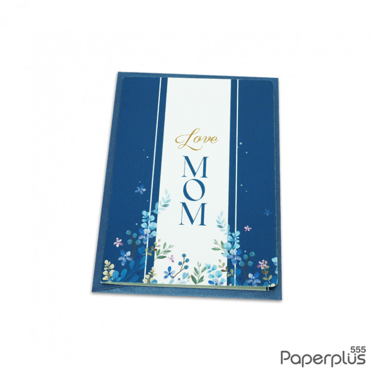 IB022-LM-0053 การ์ดวันแม่ 10.5x14.9 ซม. สีน้ำเงิน Love mom