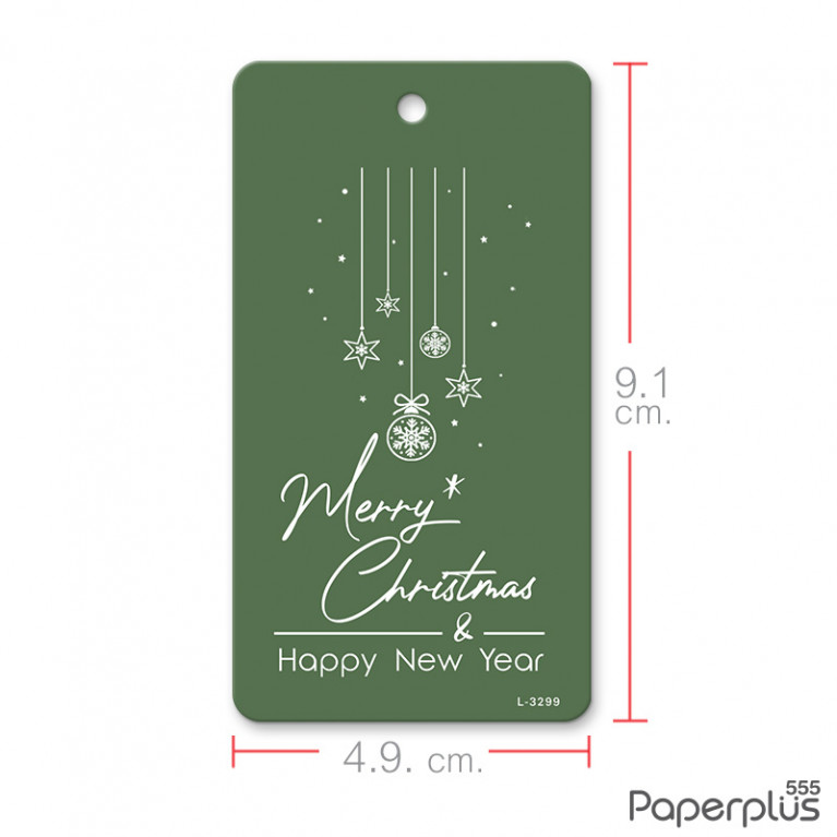 L-NY-3299 Tag ผืนผ้า 4.9 x 9.1 cm. เขียวสโนว์เฟล็กซ์ (50แผ่น)