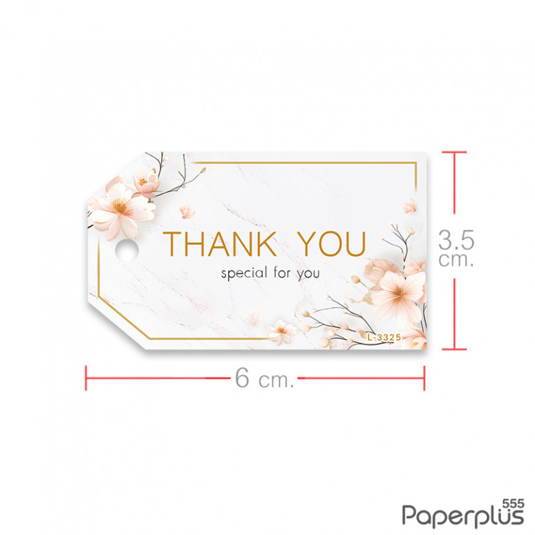 L-TK-3325 Tag ตัดมุม 3.5x6cm. ลายหินอ่อนซากุระ (50แผ่น)