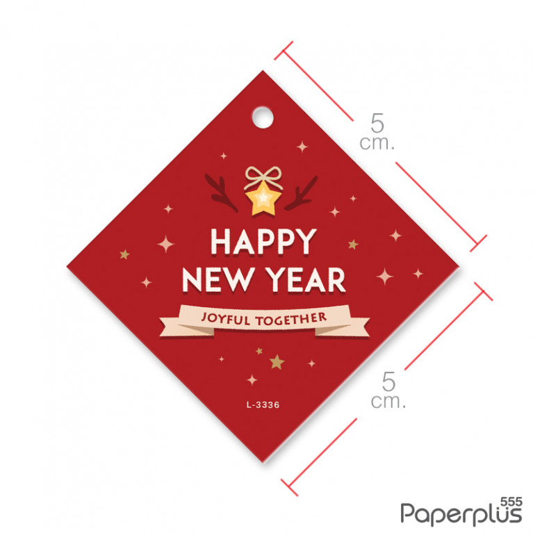 L-NY-3336 Tag จัตุรัส 5 x 5 cm. แดงเข้ม (50แผ่น)