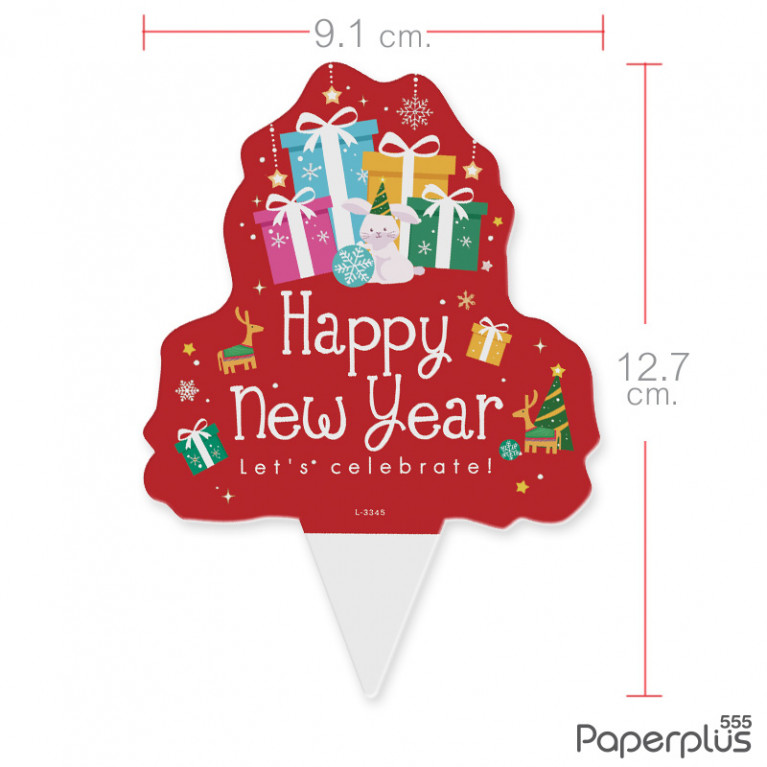 L-NY-3345 ป้ายปัก 9.1 x 12.7 cm. HNY กล่องของขวัญ (20แผ่น)