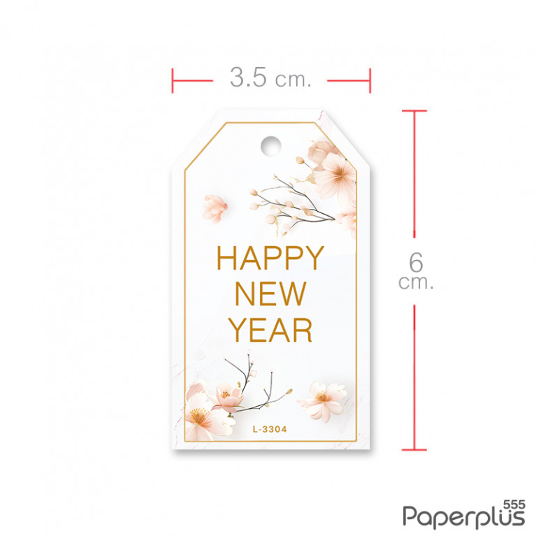 L-NY-3304 Tag ตัดมุม 3.5 x 6 cm. ดอกซากุระชมพูอ่อน (50แผ่น)