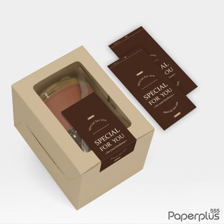 S10-GE-14 สติ๊กเกอร์ผืนผ้า 4.3x9.4cm. น้ำตาล Special for you (18แผ่น)